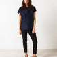 Tucked Sleeve Blouse in Navy