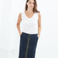 Contrast Zipper Skirt in Navy