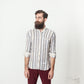 Linen Western Shirt in Beige/Blue